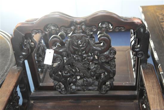 Two Chinese rosewood armchairs, late 19th century,